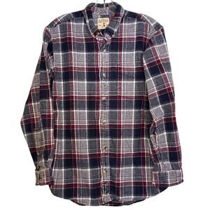 RedHead Plaid Flannel Shirt M Red Gray Blue Button Up Cotton